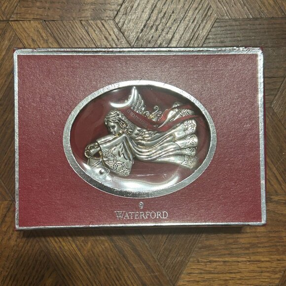 Waterford 2011 2013 Silver Angel Christmas Ornaments In Box Lot of 2 - Picture 3 of 10